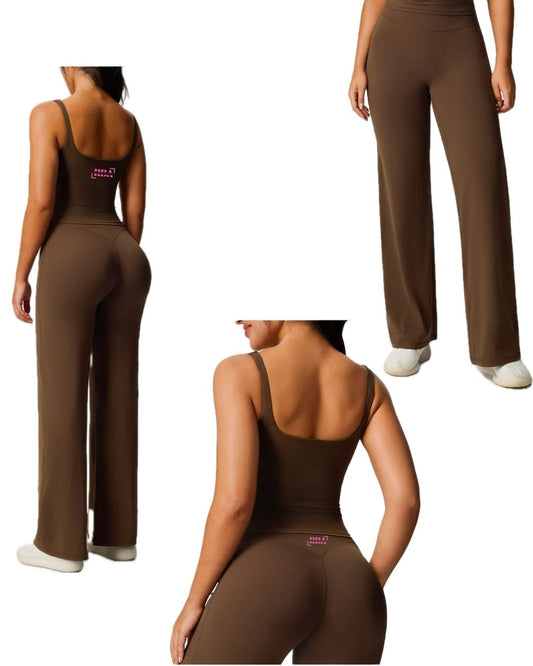 Espresso Yoga Tank & Wide Legged Bottoms